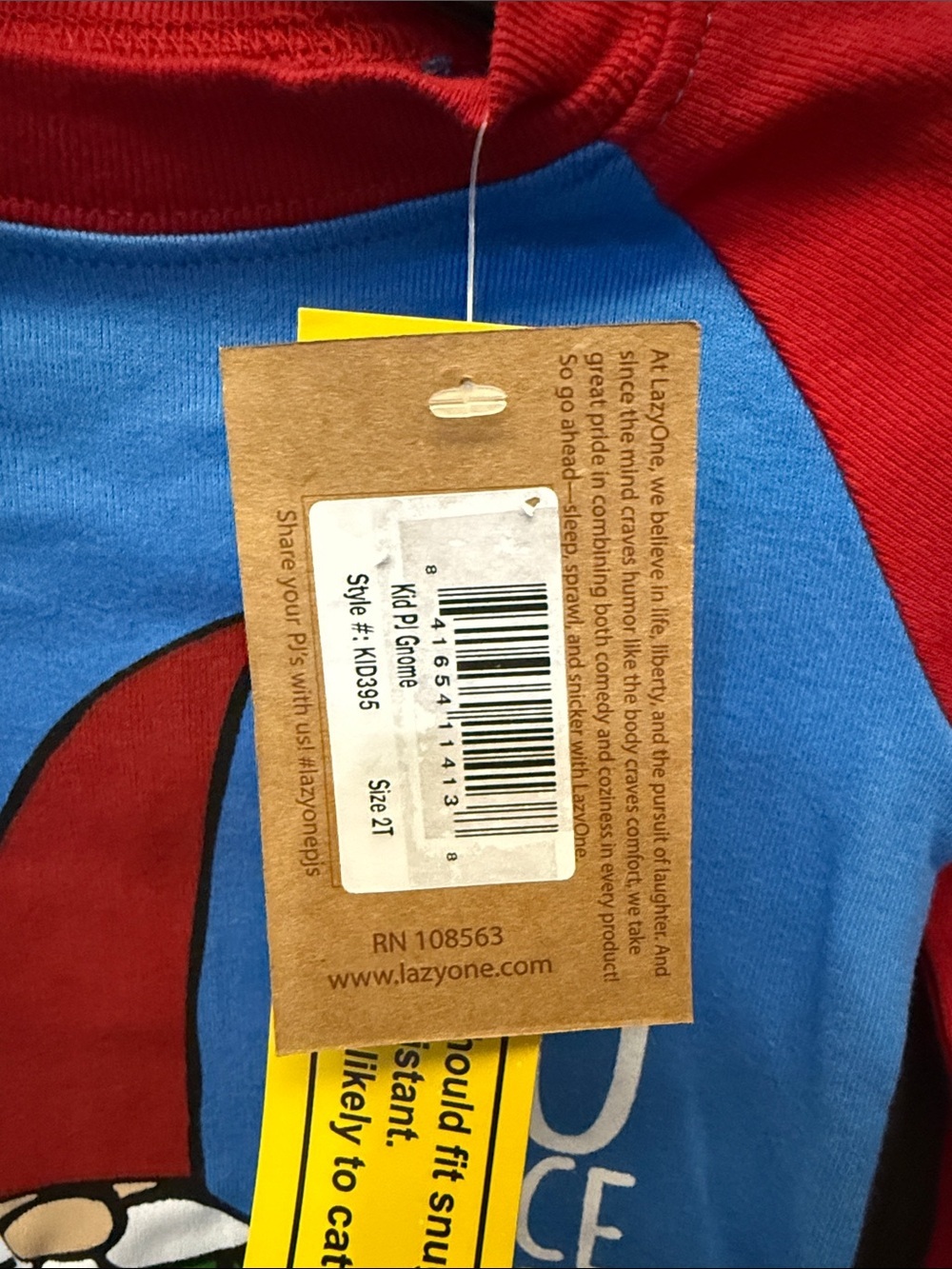 Kids Gnome PJ Set With Matching Tee and Bottoms - Picture 2 of 5